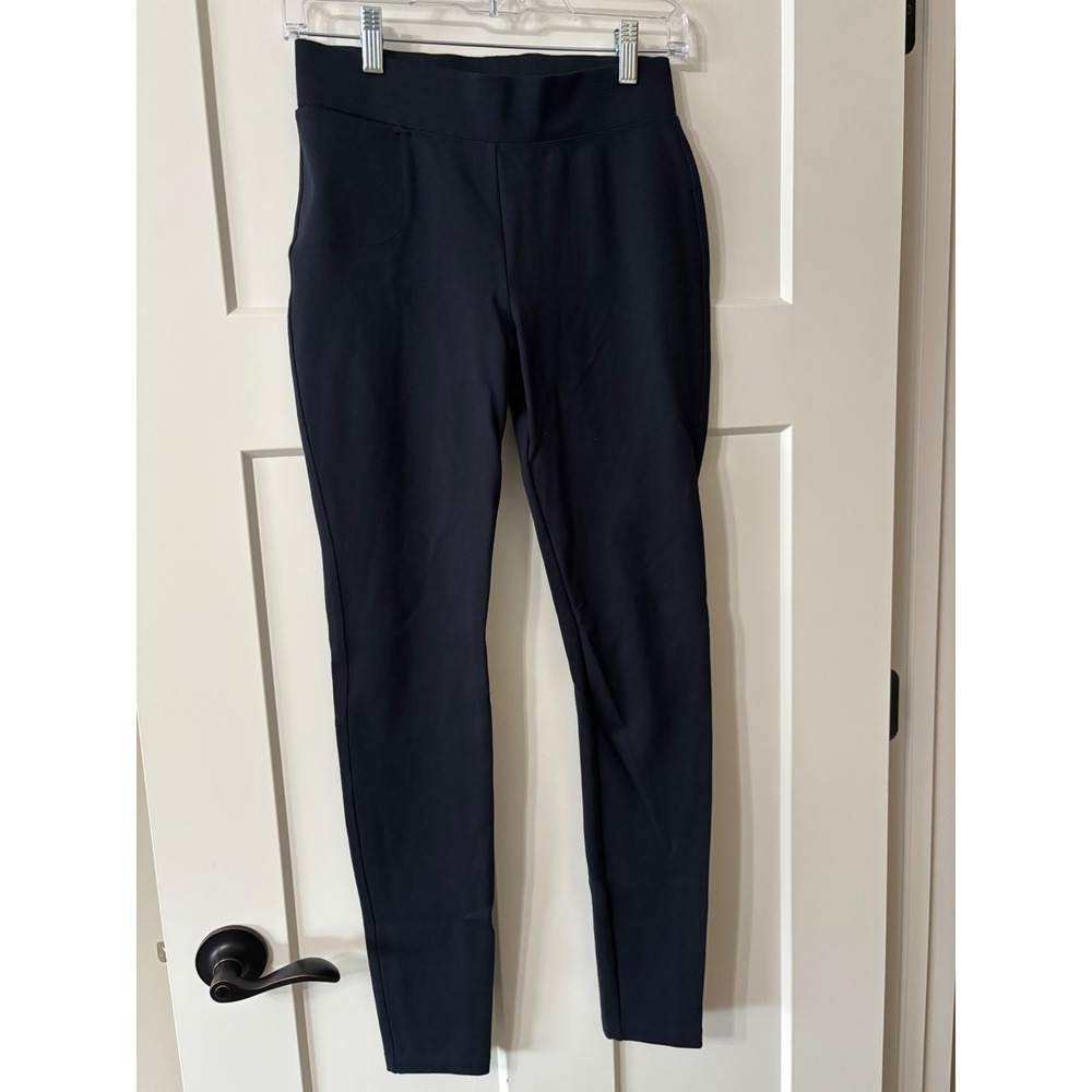Quince Ultra-Stretch Ponte Skinny Pants Navy Blue‎ Small Pull On Work Trousers